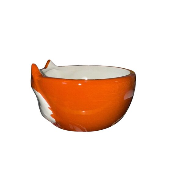 Fox-Shaped Orange & White Earthenware Bowl - Picture 2 of 9